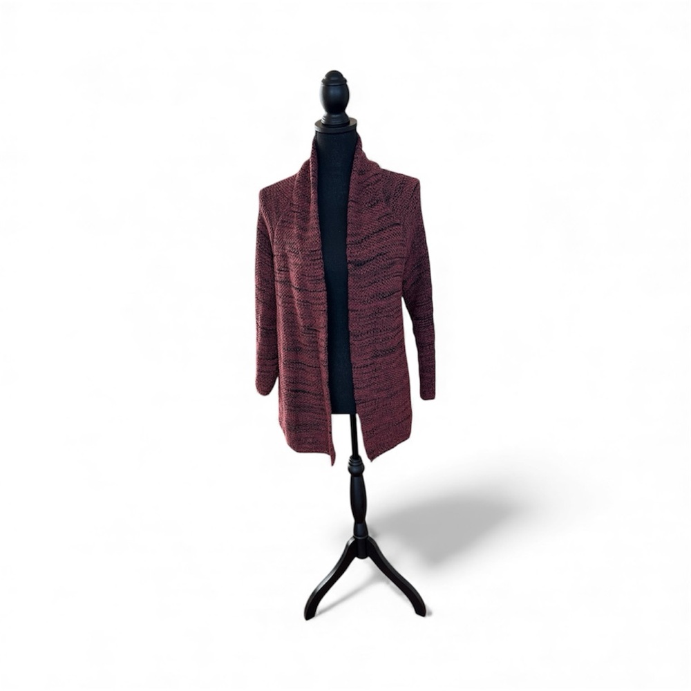 Nic +Zoe Women's Maroon Open-Front Sweater